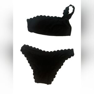 Aerie Black Scalloped Bikini Set